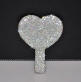 Sparkling silver rhinestone heart-shaped handheld vanity mirror with a crystal handle - Silver Heart Shape 110*165mm