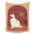 Close-up of bohemian wall tapestry with minimalist line art and earth-toned geometry - 73X95CM (Cross-border Brushed Style) / Abstract Portrait Line (ZJ521-5)