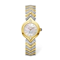 Women's watch with mother-of-pearl dial and two-tone gold-silver fishbone metal strap - Gold & Silver