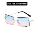 Occhiali da sole squadrati senza montatura con lenti sfumate blu-rosa e montatura dorata - Sfumato Blu Rosa