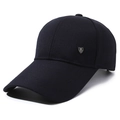 Men's navy blue baseball cap with extended brim and silver shield logo detail - Adjustable / Navy Blue