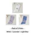 Dreierpack gerippte Baumwollsocken in Weiß, Hellviolett und sanften Pastellblautönen - 3 Paare-Weiß+Hellviolett+Hellblau