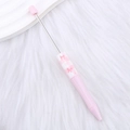 Pink decorative plastic beaded pen with checkered pattern and bow details - 64-Pink Bow