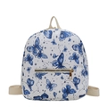 Mini white backpack with blue butterfly and star constellation patterns and gold zippers - Blue
