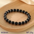 Black matte beaded bracelet with silver metal spacers 8mm width and 20g weight - Matte Obsidian Style (KB183242-TLX)