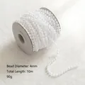 Catena di perle bianche da 4mm bobina da 10m per creazioni di gioielli natalizi - 10m / Stile Perla Bianca 4mm (ZD15)