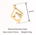 Gold stainless steel mountain pendant charm with cutout detail and dimension specs - Mountain / Gold