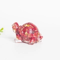 Cute red natural crystal stone turtle figurine decoration made of resin and gold foil - Red Coral + Gold Foil