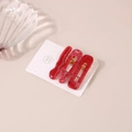 Lot de 3 barrettes à cheveux en résine rouge à motif marbre aux formes variées - Rouge (Ensemble de 3 pièces)