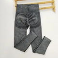 Graue Acid-Wash-Yogahose mit hoher Taille und Scrunch-Butt-Effekt für das Training - S / Schwarz