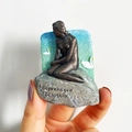 3D resin fridge magnet featuring Copenhagen Little Mermaid statue with blue waves - (27) Little Mermaid Denmark
