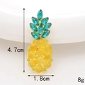 Detailed dimensions of sparkling pineapple charm with yellow rhinestones and green gems - D945 Rhinestone Pineapple