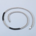 Two-tone silver and black stainless steel Cuban link necklace with lobster clasp closure - A-Style Black Necklace (KN200199-KLHQ)
