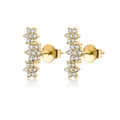 Golden S925 sterling silver flower stud earrings with zircon in high-quality finish - 925 Silver / Clear White