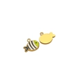 Enamel fish charm pendant in gold stainless steel with green and striped pattern - 11*17mm Chubby Fish - Black & White Stripes