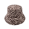 Winter-Fischerhut aus Kunstpelz mit schwarz-weißem Zebramuster und Plüschstruktur - Einheitsgröße / Khaki Zebrastreifen
