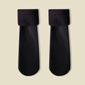 Thick black thermal snow socks with plush faux fur cuffs and vertical ribbed knit texture - One Size / Black