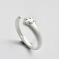 Detailed close-up of matte silver open ring featuring a cute cat paw design element - Adjustable Open / Style 2-Matte Silver Cat Paw