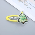 Children's yellow BB clip with transparent acrylic Christmas tree and glitter - Yellow Christmas Tree