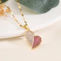 Exquisite 18K vergoldete Herz-Halskette mit rosa und rosafarbenen Zirkonsteinen - Rosa & Rose