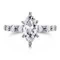 Elegant s925 silver marquise-cut zircon engagement ring with side stones on white background - US 9 / Silver (MM120001)