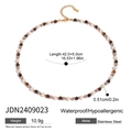 Detailed size specifications for pearl and tiger eye stainless steel beaded necklace - Stainless Steel Bead Necklace (JDN2409023)