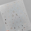 TL-061 5D-Präge-Nagelaufkleber mit silbernen himmlischen Stern- und Mondmustern - Sternenhimmel Silber mit Strass (TL061)