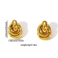 Polished gold 304 stainless steel twisted knot earrings with dimensions 2.05cm by 1.46cm - Gold Multi-Ring Intertwined Knot Earrings (BJGE0696)