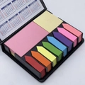 Set de notas adhesivas de cuero PU negro con pestañas de colores y calendario interior - Negro / 200 Hojas / Juego multicolor 1 / 13*10.5*3cm