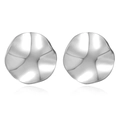 Orecchini a perno minimalisti in argento ondulato con finitura a specchio - Disco tondo irregolare / 1144 Argento