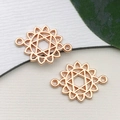 Rose gold sunburst connector charms for DIY necklace and jewelry making crafts - Hollow Hexagram Connector