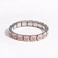 Close-up of stainless steel charm links with pink heart and red flower patterns - Pink Heart and Red Floral Style (款式2)