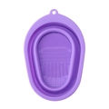 Purple collapsible silicone makeup brush cleaning bowl with multi-textured surface - Purple