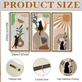 Three-piece cat themed wooden wall art set with dimensions 40x20cm and hanging hooks - Cat Silhouette Style (Y24Y51132_Q)