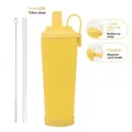 Yellow 830ml insulated tumbler with 1.2cm wide straw and magnetic handle for travel - 830ml / Lemon Yellow