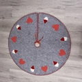 Falda de árbol de Navidad en fieltro gris con motivos de corazones y gnomos, de 98 cm - Gris
