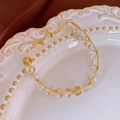 Handcrafted gold-plated wire-wrapped beaded bracelet with a butterfly charm - 7# Bracelet-White (Handmade Wire Wrap Butterfly Tag)