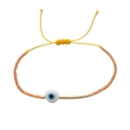Bracelet œil maléfique tissé à la main avec perles orange et cordon jaune réglable - Orange-Mauvais Œil