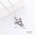 Collana in acciaio inossidabile argento con ciondolo scimmia su pietra e misure - Acciaio inossidabile 304 / Pecora (Scimmia Animata)