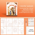 Colorful Animals watercolor painting kit with 8 sketch sheets, brush and 12-color palette - Colorful Animals