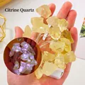 Natural citrine crystal string lights with battery box and purple LED glowing effect - Citrine (Square Switch)