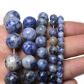 Sodalith Naturstein Rundperlen mit blau-weißem Fleckenmuster für DIY-Schmuckherstellung - 4mm (ca. 90 Stk.)