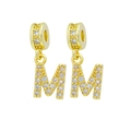 Golden letter M pendant with cubic zirconia stones for DIY necklace and bracelet - Letter-M