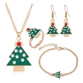 Detailliertes Weihnachtsbaum-Schmuckset bestehend aus Goldlegierungskette und Ohrringen - Weihnachtsbaum