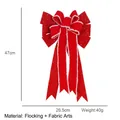 Red velvet Christmas bow with gold moon patterns and white faux fur trim, 47x26.5cm - Style A-Red Flocking Gold Star