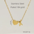 Minimalist 18k gold plated stainless steel necklace with heart and letter X pendant - Letter X