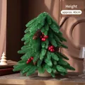 Albero di Natale nordico da 40cm con bacche rosse, pigne e base in legno massello - 40cm Abete Verde
