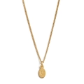 Gold stainless steel oval pendant necklace featuring the engraved letter U - Necklace + Pendant U