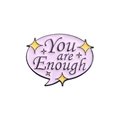 Pink speech bubble enamel brooch with You are Enough lettering and golden stars - Pink Self-healing Bubble Style (QHXZ274)