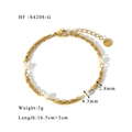 Detail eines vergoldeten Perlen-Armbands mit Maßen und Karabinerverschluss aus Stahl - Gedrehtes Gewebtes Gold-Perlenarmband (HF-S4208-G) / 18K-Gold